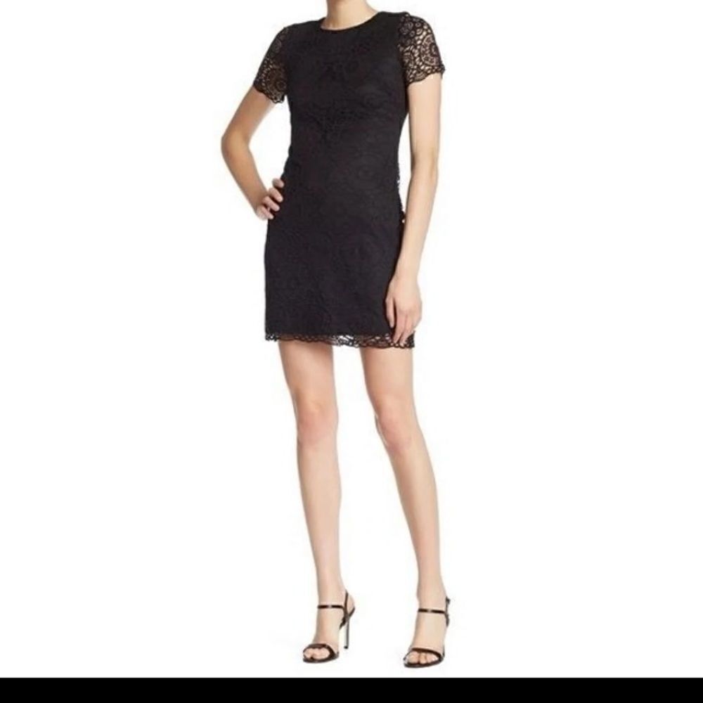Laundry by Shelli Segal black, short sleeve lace dress Size 6P
